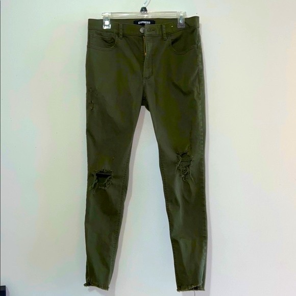Women’s Army Green Jeans | Express | Size 10 - Picture 2 of 11